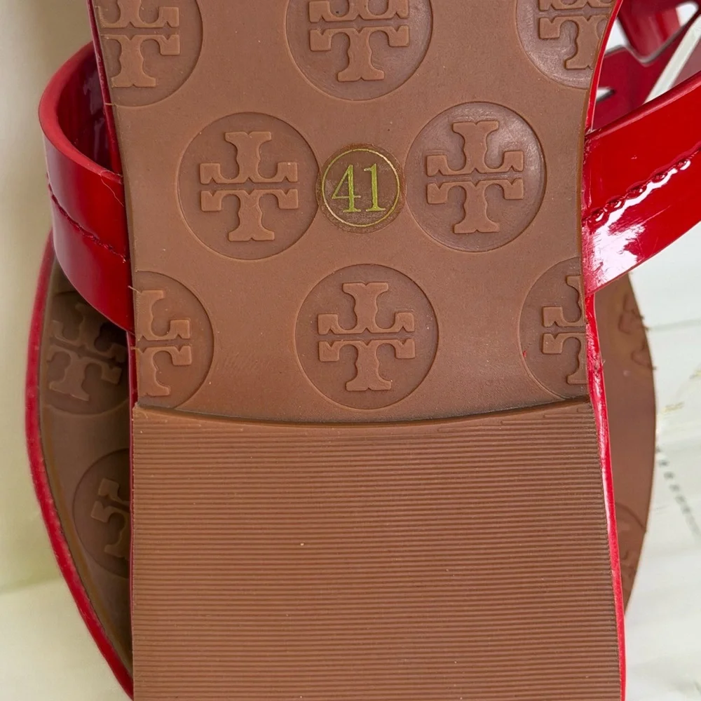 Tory Burch Iconic ‘Miller’ Thong Sandal Vibrant Glossy Red Women’s Size 41